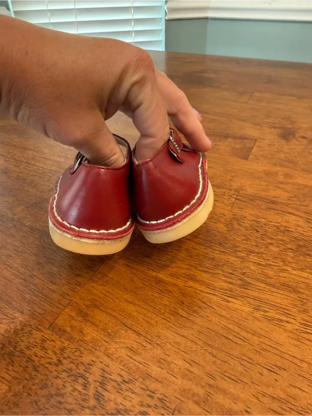 L'Amour Iris Red Leather Double Bow Mary Jane Shoes Toddler measures 7 classic